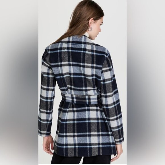 THEORY Wool-Blend Plaid Belted Coat - Picture 3 of 10